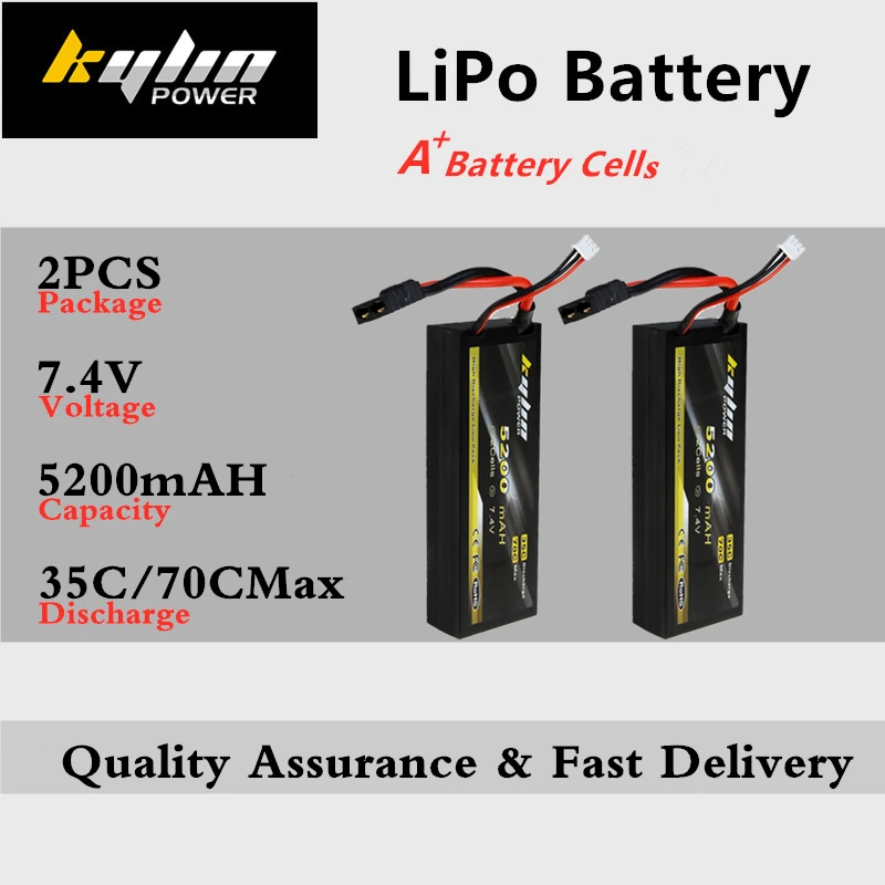 2 шт. Lipo батарея 2S 7 4 V 5200mAh 35C/70C Max для RC автомобилей Квадрокоптер самолет