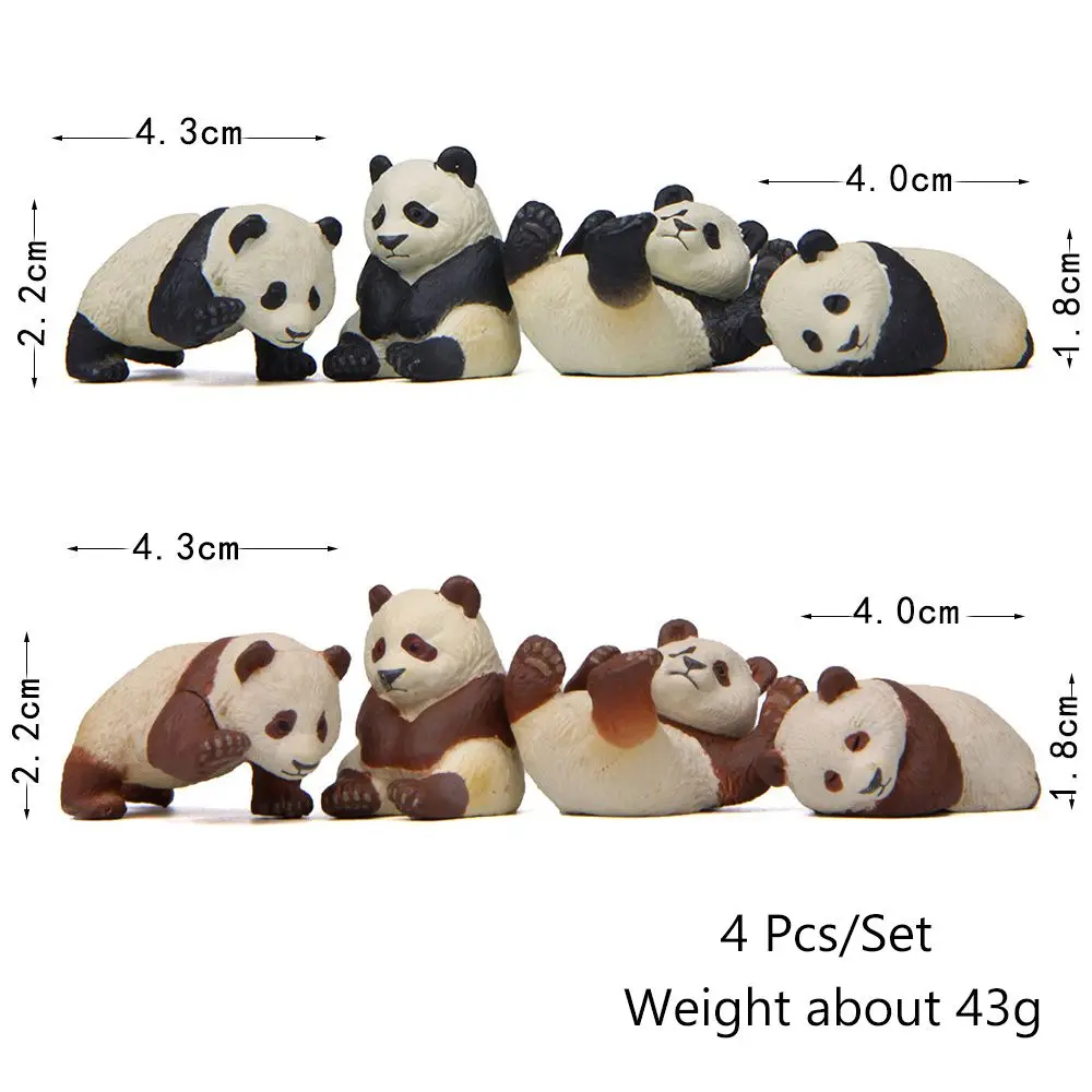 4 шт. статуэтка панды из смолы забавное садовое Террариум украшение