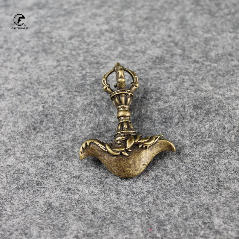 Непал Чистая медь ручной работы Слон голова вниз демон Пест Ваджра стол