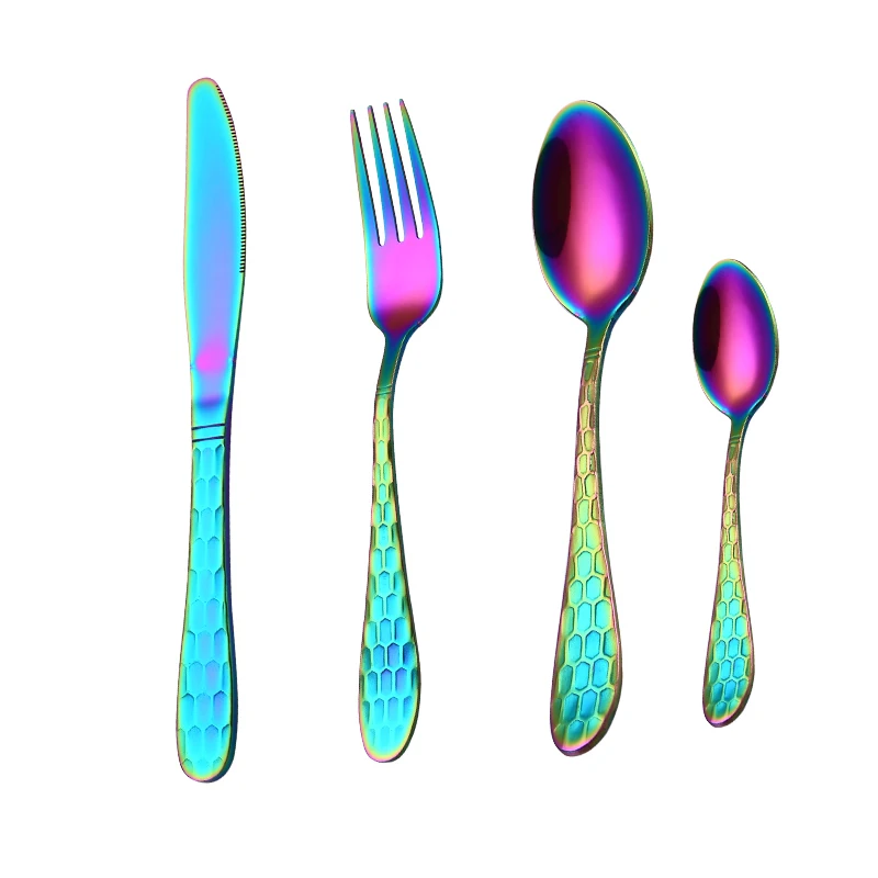 

Gold Stainless Steel Knives Spoons Set s Dinnerware Cutlery Forks Dinner Dropshipping Golden Tableware 2020