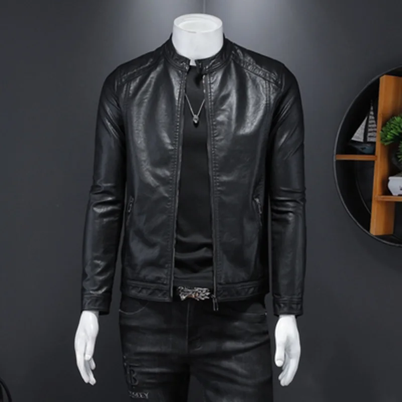 Мужская куртка из искусственной кожи мотоциклетная 3XL 4XL мужские куртки черные