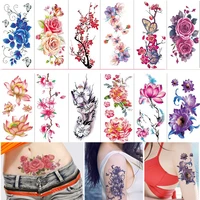 36 sheets 3d waterproof temporary rose flowers red tattoos women girl body art sleeve diy stickers glitter tattoo beauty exotic