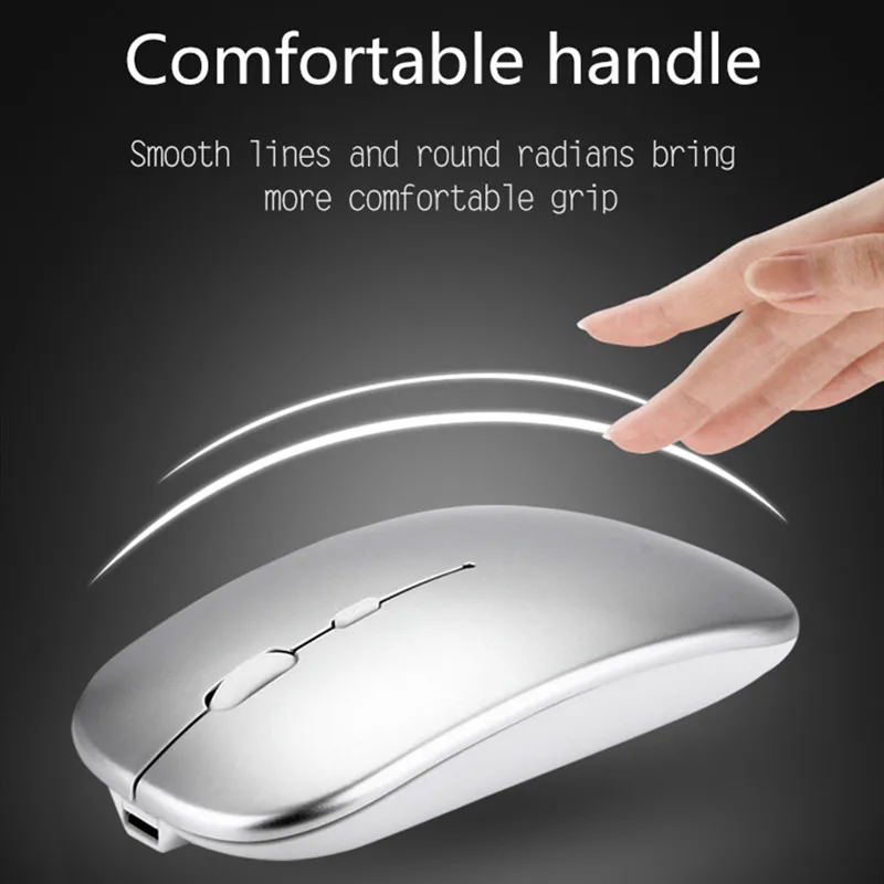 

New Rechargeable USB Optical 2.4G Wireless Mouse Receiver Ultra Thin Slim Mouse Cordless Mice For Game Computer PC Laptop Office