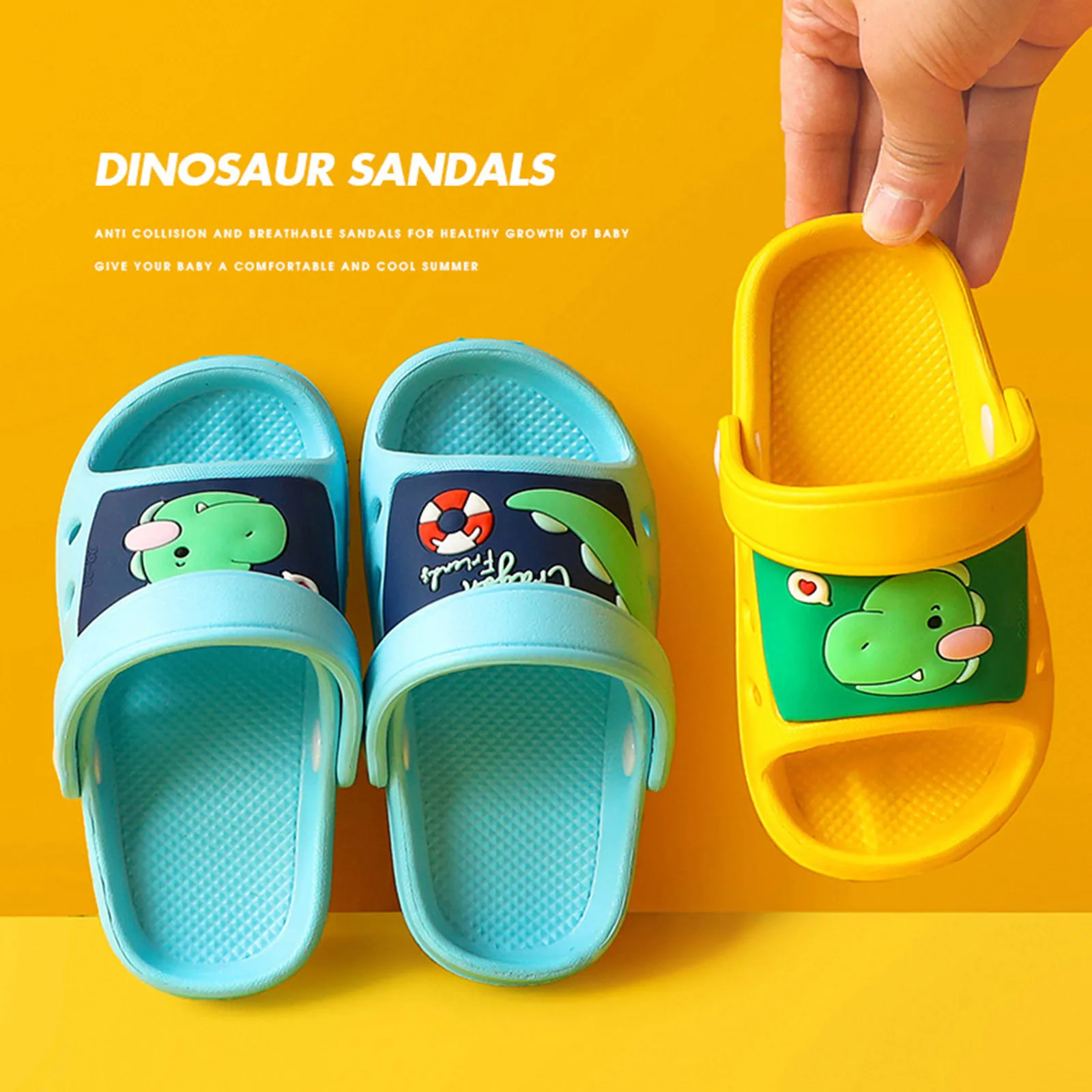 

2021 Kid's Cute Beach Slippers Sandals Boys Girls Clogs Non-Slip Dinosaur Water Shoes Flip Flops New Summer Children Slippers