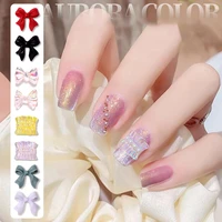 1 bag mixed colors nail jewelry laser and matte bow knot nail art decoration diy manicure luxury rhinestone