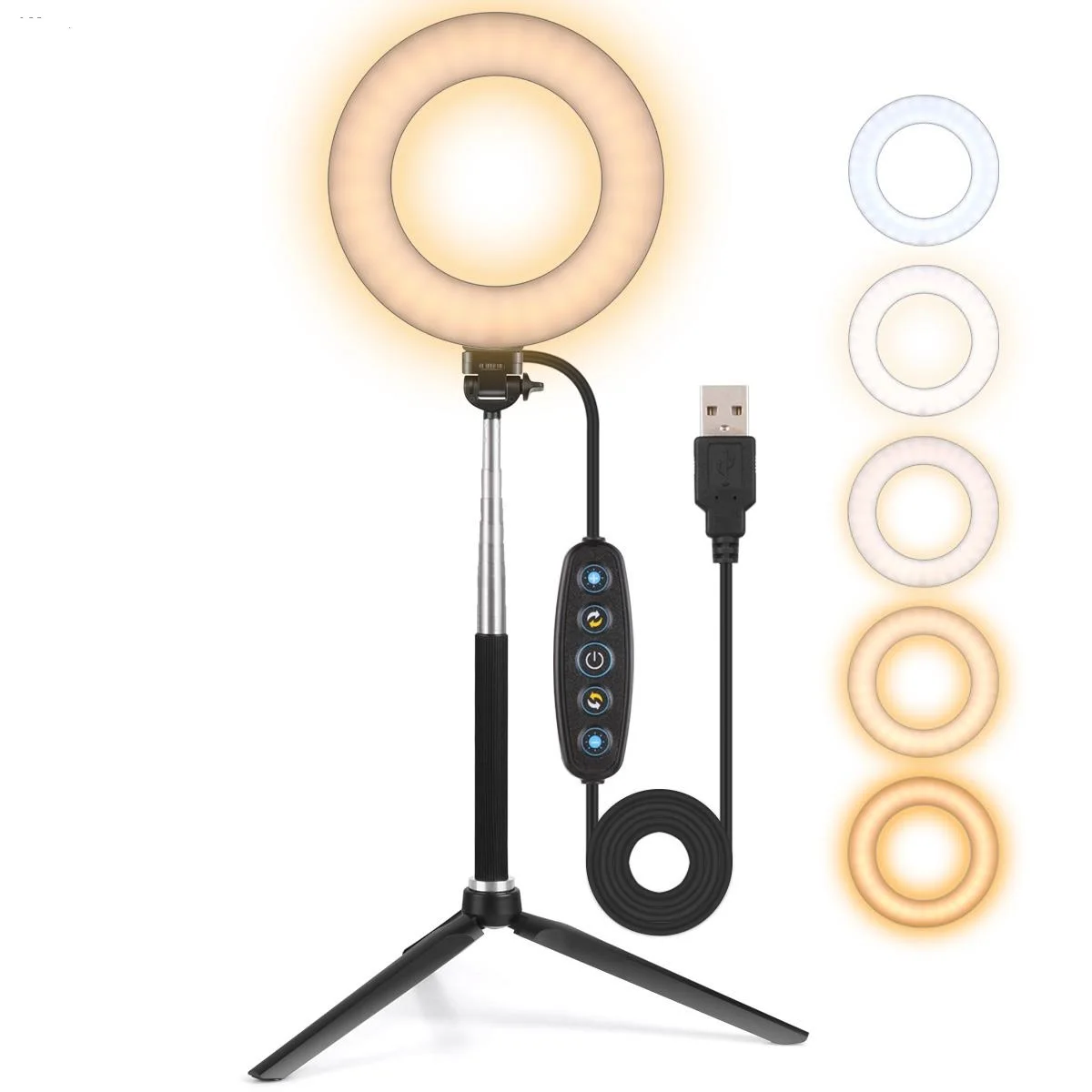 

Dimmable LED Selfie Rng Light with Tripod Bracket LED Camera Studio Fill Light Table Lamp for YouTube Live Streaming Camera