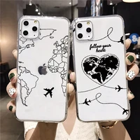 for iphone 12 case world map travel soft tpu phone cases for iphone 11 pro max 12pro xs xr 7 8 plus 6s se2020 coque plane cover