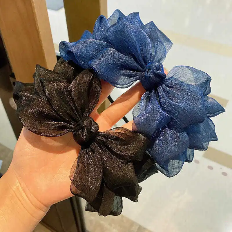 Черная кружевная заколка для волос с супер бантом женские корейские аксессуары в