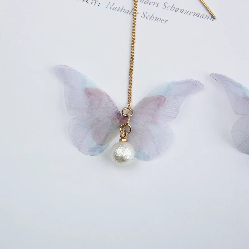 2021 модные серьги ручной работы в виде бабочки из пряжи Длинные ушные линии с