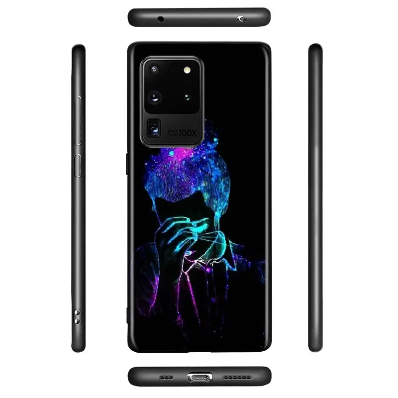 

Sexy fluorescent art For Samsung A01 02 02S 11 12 21 21S 22 31 32 41 42 51 72 S20 Ultra Plus 4G 5G Black Soft phone Case