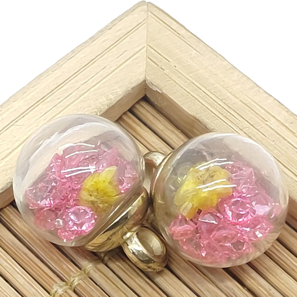 

Stained Glass Ball Pendant Dried Flower Glass Ball Pendant Handmade DIY Jewelry Making Supplies Necklace Bracelet Accessories