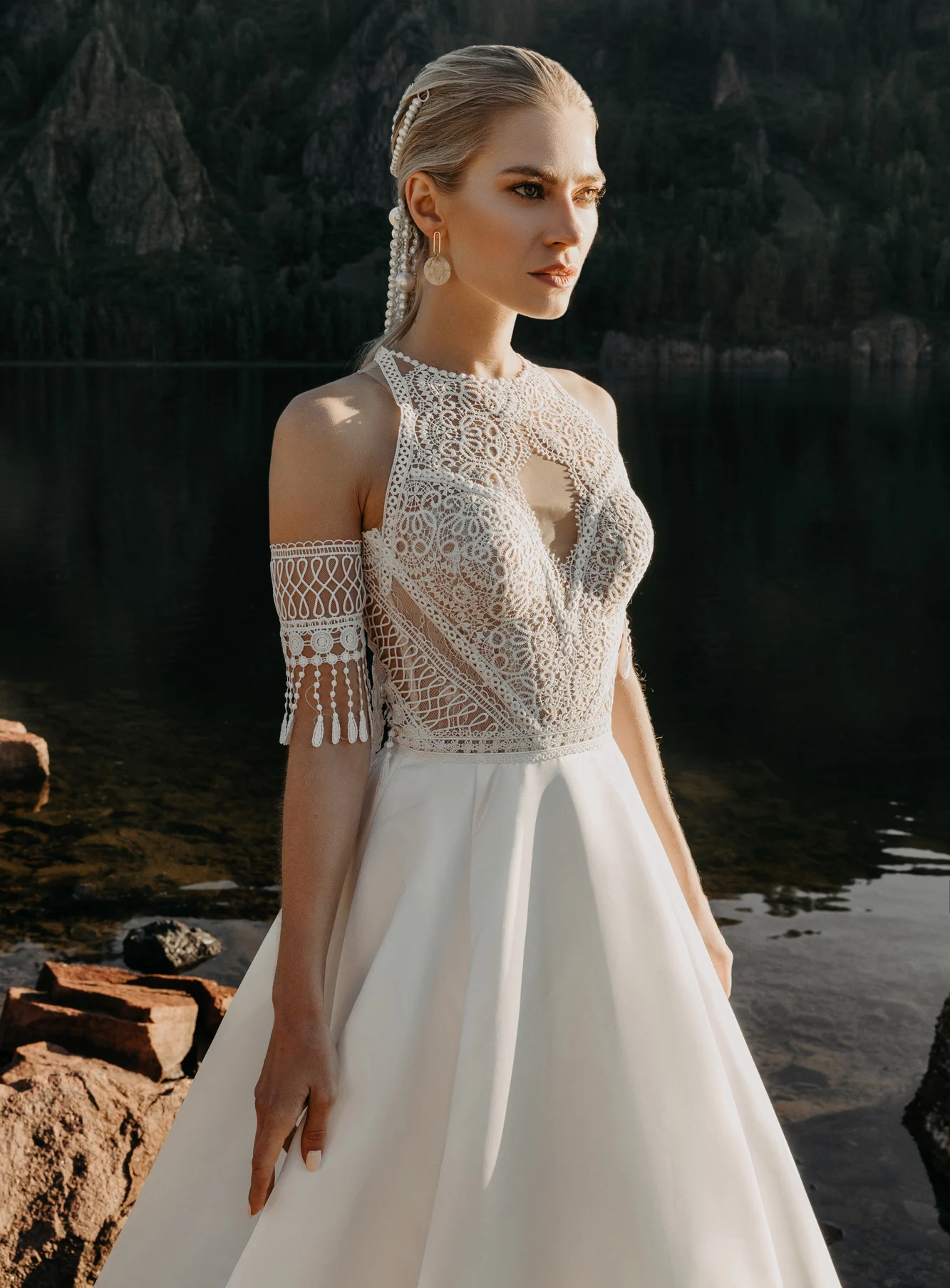 2020 богемное свадебное платье Кружевная аппликация искусственная кожа на