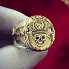 Мужские кольца в виде короны и черепа, золотистые кольца с резным орлом, ювелирные украшения для вечерние, подарок