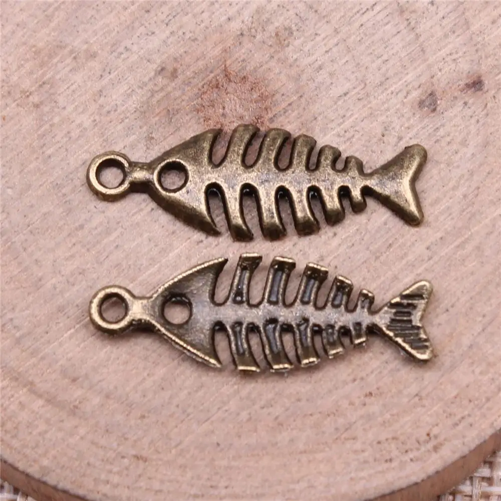 

Fish Bone Charms For Jewelry Making Findings Handmade DIY Craft 20pcs Antique Bronze Color 26x9mm