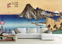 customized 3d light luxury japanese chinese painting ukiyo e sea view landscape living room bedroom dining room decorative mural