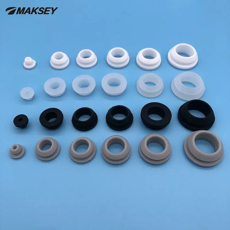 MAKSEY 10pcs 6 7 8 9 10mm Silicone Rubber Grommet Round Washer Hole Protection Elastic Soft Sealed Double Gasket O ring |