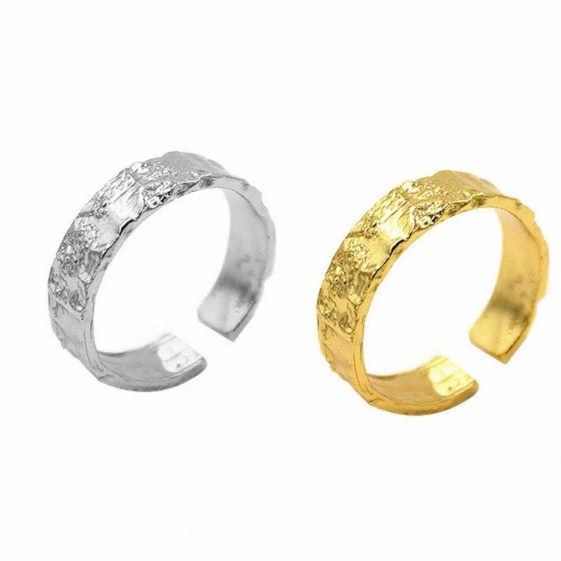 

Free Shipping New Punk Rock Thin Adjustable Rings 925 Sterling SIlver Golden Silver Color Bump Irregular Women Female Ring Gift