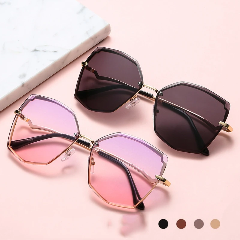 Солнцезащитные очки Polygon женские модные кошачий глаз нерегулярные без оправы