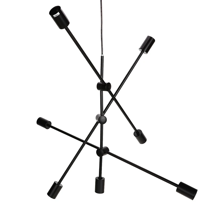 

Black Pendant Lamps 6 Head Modern Pendant Lights E27 Led Light Bulb Hanging Lamp Nordic Home Decoration Lighting Lamp
