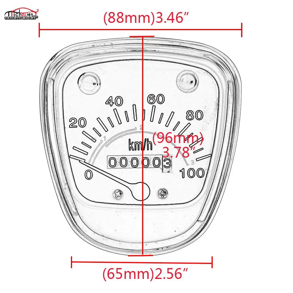 Ретро 100 км/ч Спидометр Одометр ж/индикатор светильник для Honda паспорт C50 C70 C90 C70K1 -D3