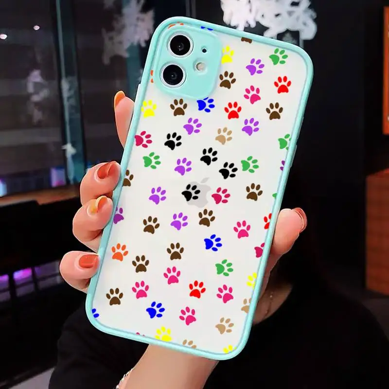 

Dog feet lovely animal Phone Cases matte transparent For iphone 7 8 11 12 plus mini x xs xr pro max cover