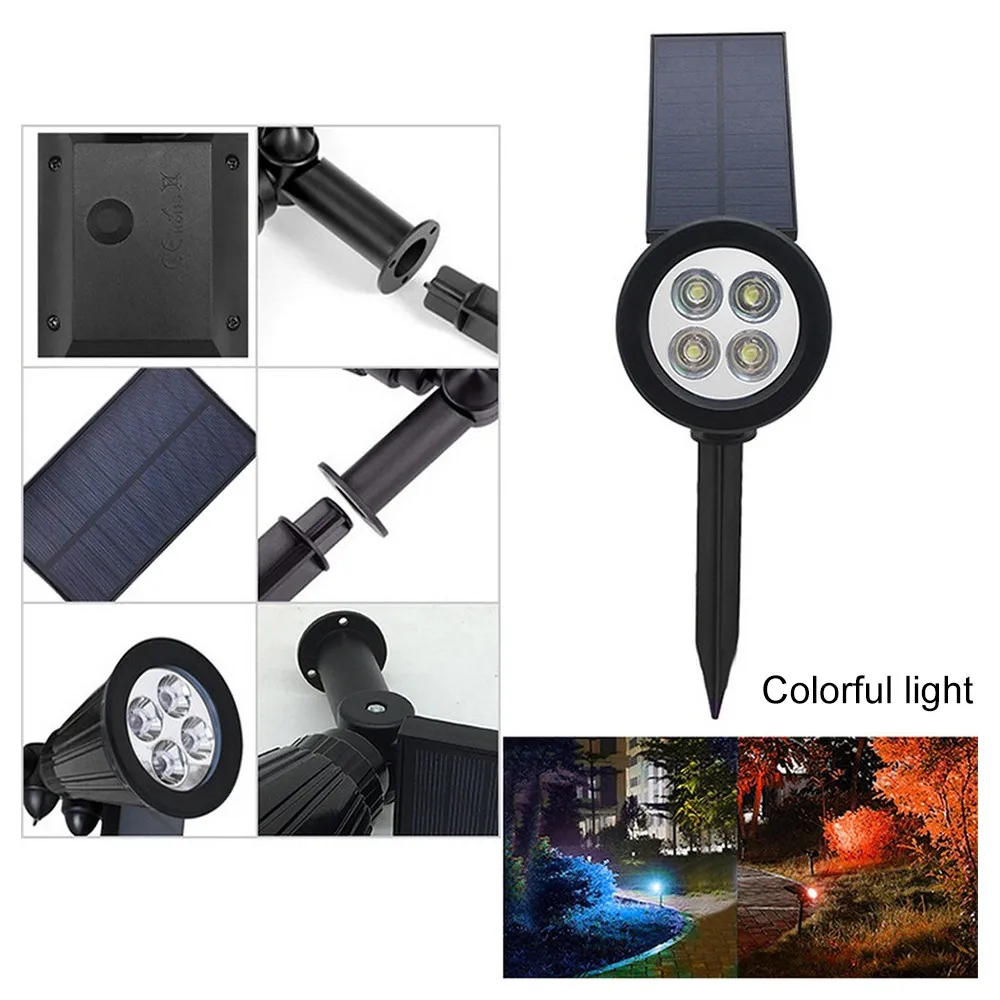 4 светодиодный солнечный свет сада прожектор авто изменение 7 цветов Солнечный