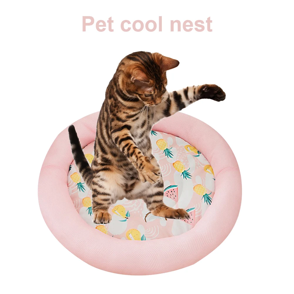 

Летние охлаждающие коврики для кошек, дышащая подушка, плюшевый питомец, собачья будка, круглый холодный коврик, щенок, кошки, коврик для сна