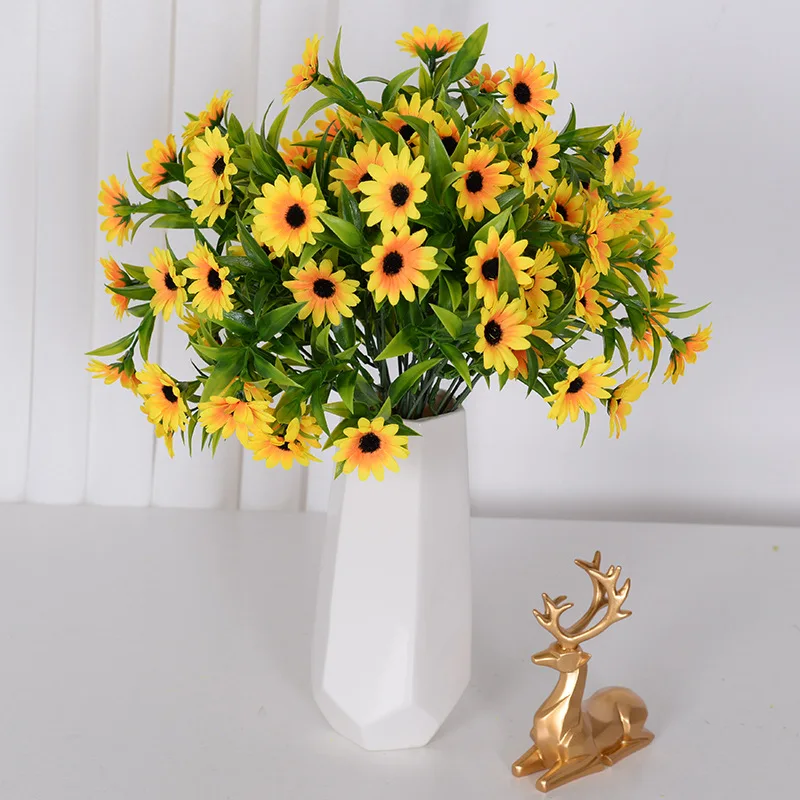 

15-heads Chrysanthemum Artificial Flowers Home Wedding Hotel Decoration Accessories Sunflower Bunch Artificial Flowers