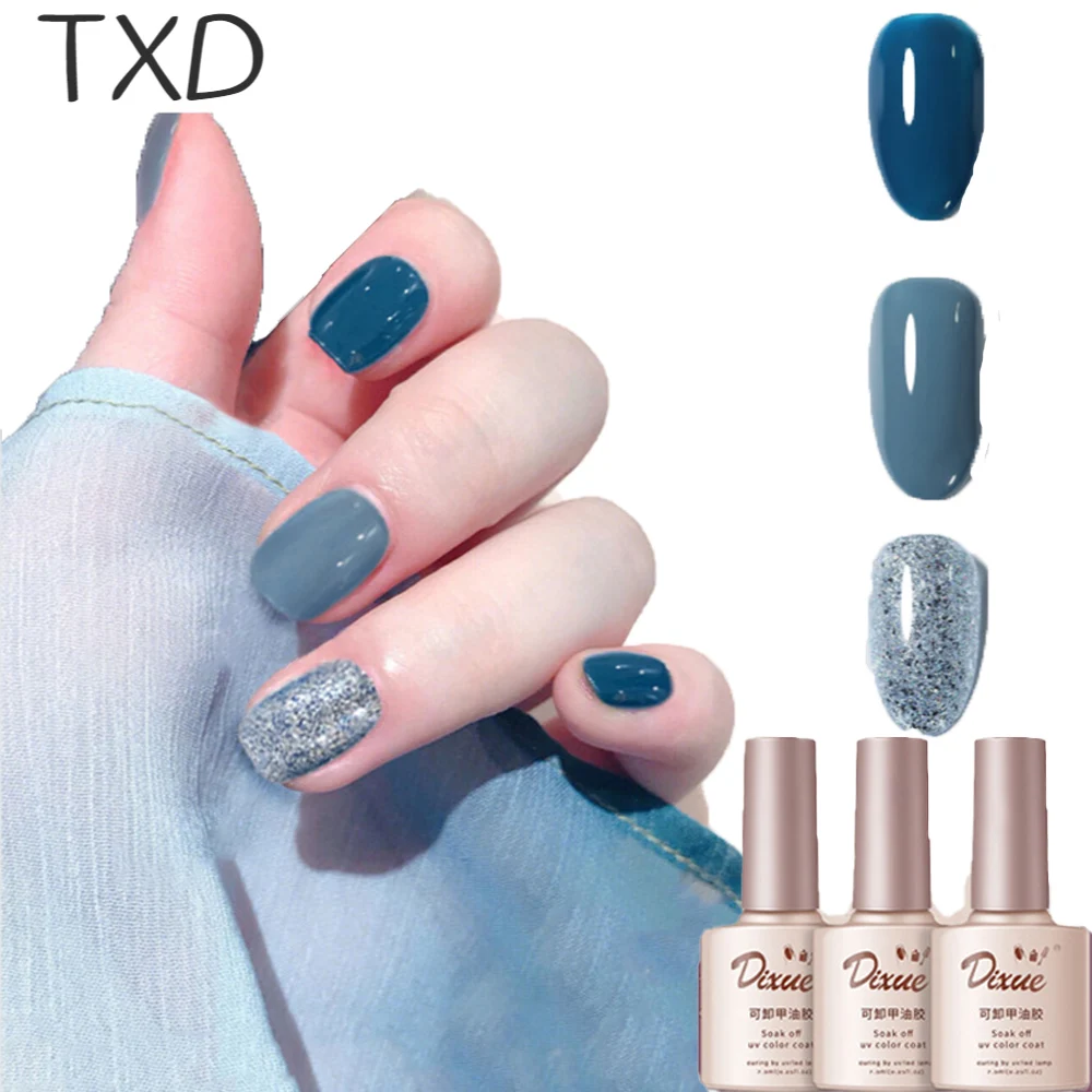 

TXD Need Cured Base Top Coat Nails Gel Nail Polish Semi Permanent Primer Nail Art Hybrid Varnishes Three-Color Nail Glue Set