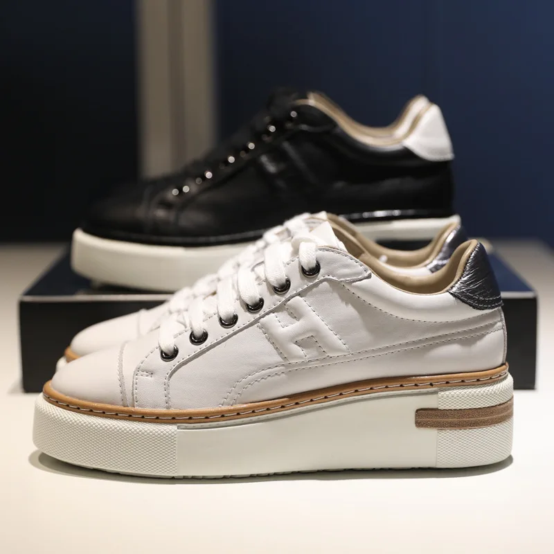 

Fashion Casual Platform Women's Sneakers Genuine Leather Increase Height Female Chunky Shoes Spring Autumn Tennis Ladies Shoes