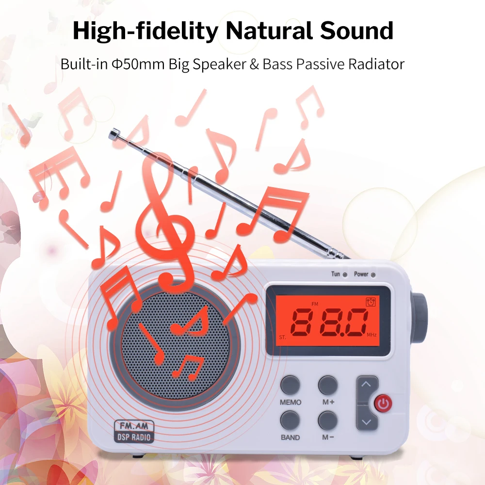 Deelife AM FM Radio Receiver Digital Portable with Telescopic Antenna Transistor Alarm Clock | Электроника