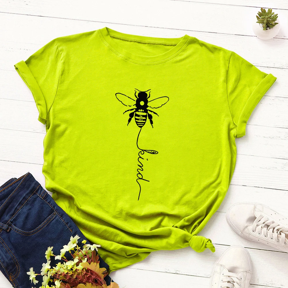 

Bee Be Kind Love Graphic T Shirts for Women Cotton Short Sleeve Tee Female Shirt Tops Summer Casual Print Shirts Clothes Gifts