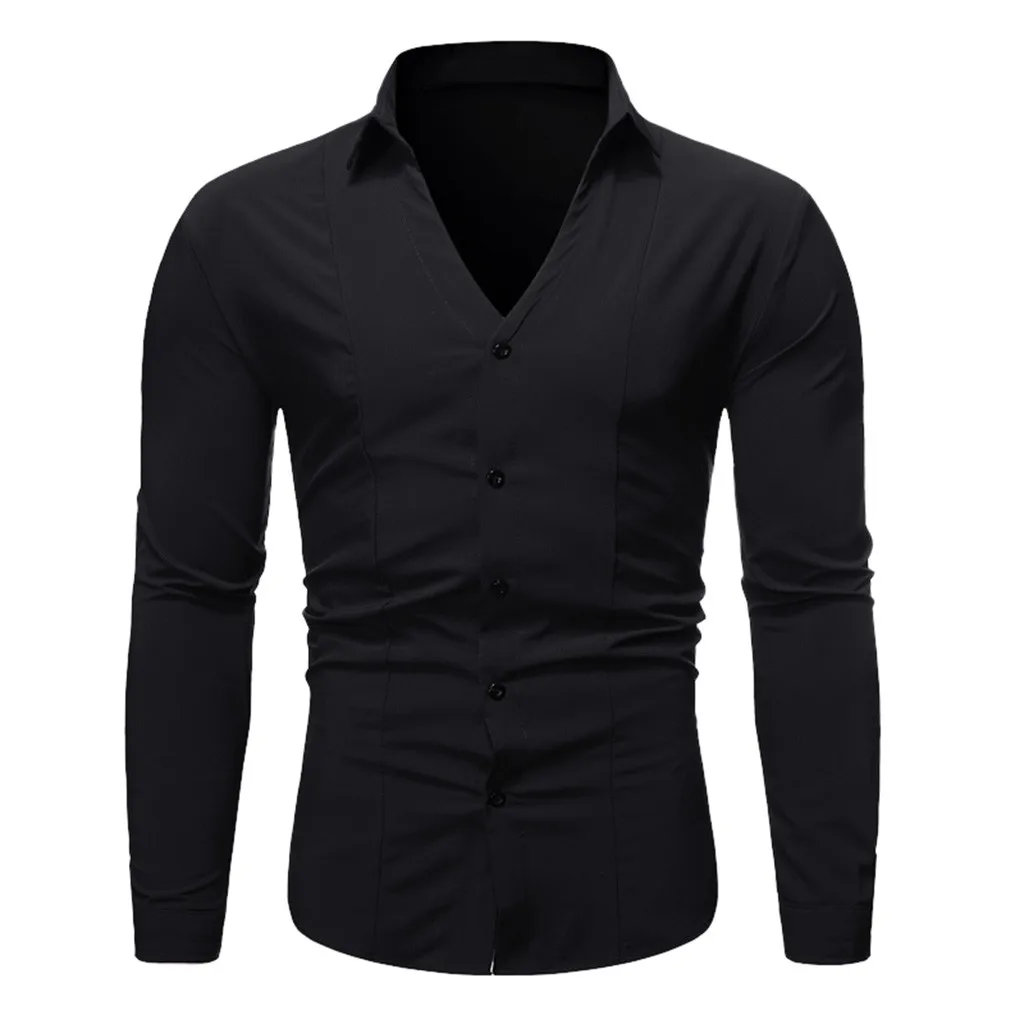 Men's New Style Simple Fashion Pure Long Sleeve Shirt Comfortable Blouse Business Shirts Men Chemise Homme | Мужская одежда
