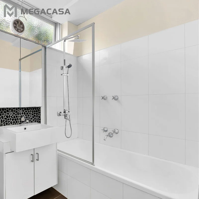 

Contemporary Stainless Steel Bath Shower System Wall Mount Square Shower Combo Set Brushed Nickel Shower Faucet Sets