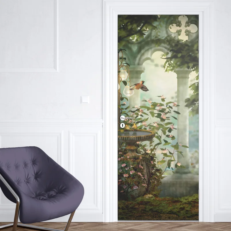 3D-наклейки на дверь с цветами настенные наклейки Многоразовые водонепроницаемые