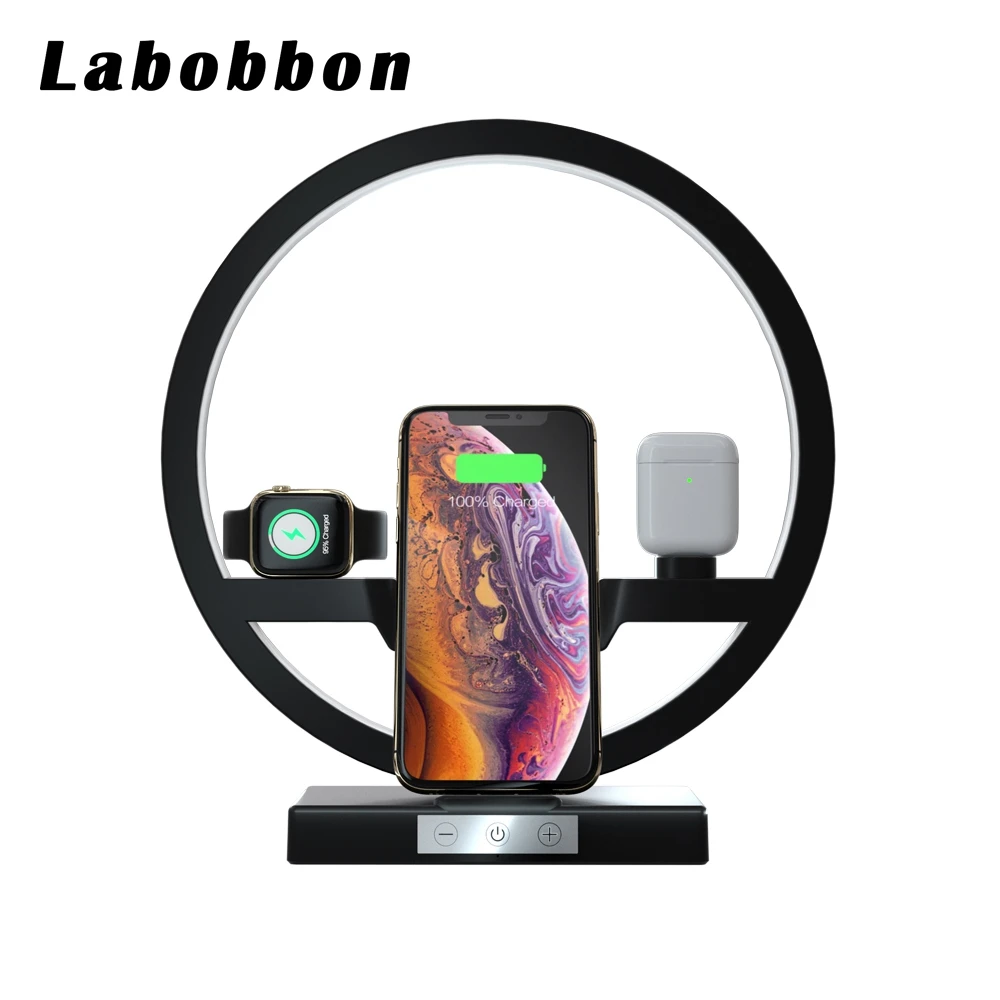 Беспроводное зарядное устройство Labobbon 4 в 1 QI док станция для Airpods iPhone 12 Pro Max Apple Watch