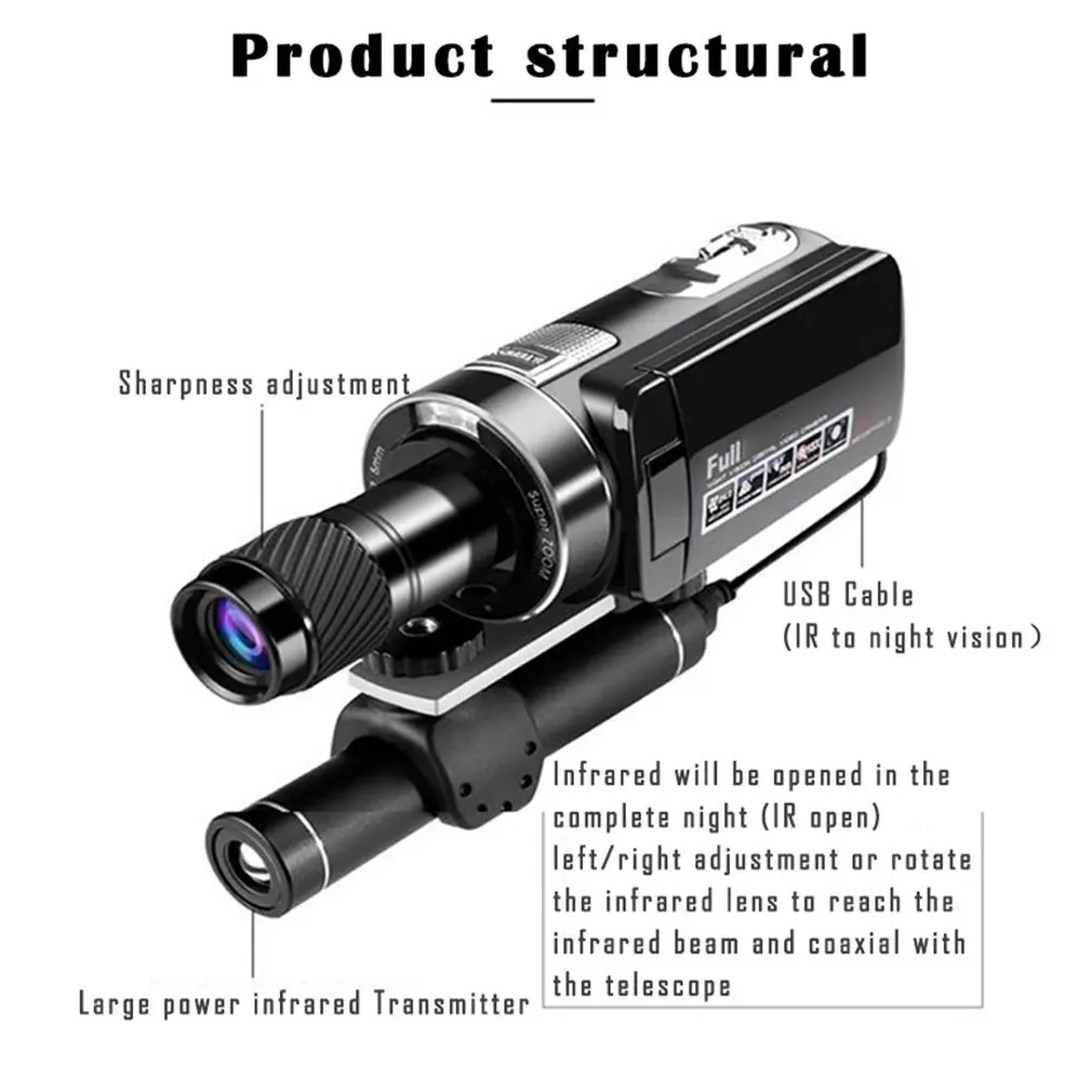 

Infrared HD Digital Night Vision Camera Monocular Extend Lens 16X Magnification Long Range Viewing Darkness Hunting Night Scope