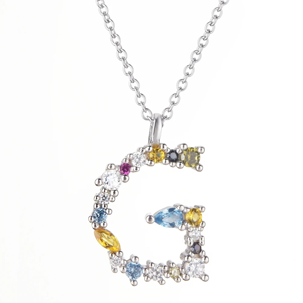 Silver G Altruist 925 пробы серебро I Am Initial C P кулон Nekclace Красочный Кристалл Мини-проба Длинная цепочка регулируемое ожерелье ювелирные изделия - Окраска металла: Silver G