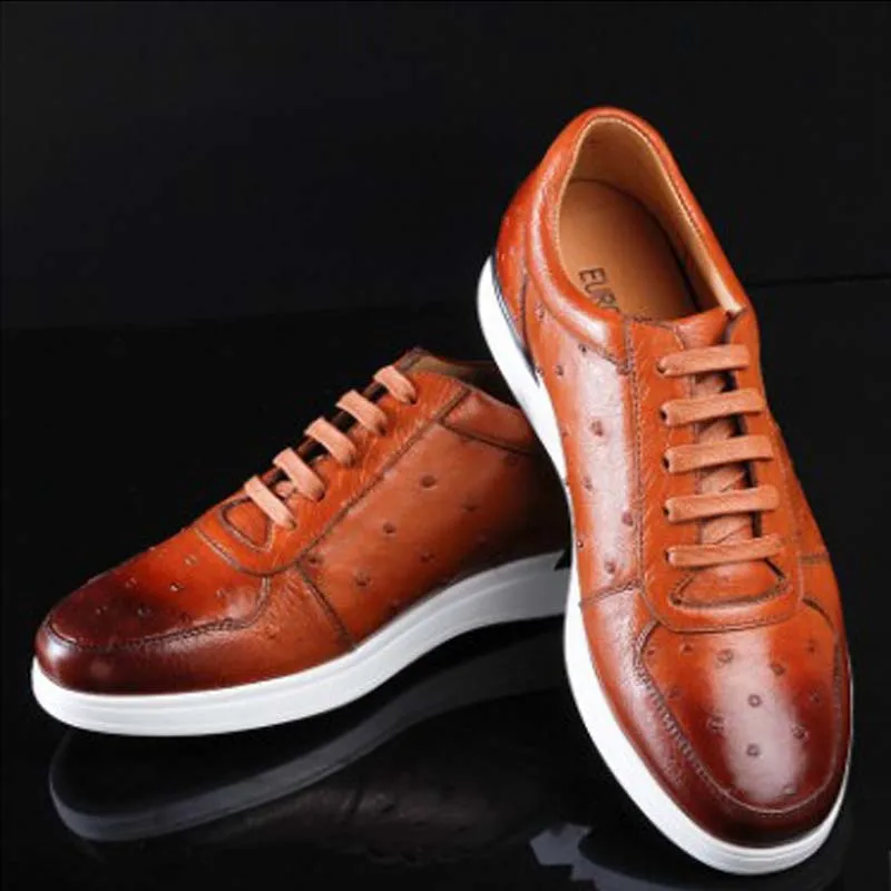 ourui new true ostrich leather men shoes male leisure Ostrich skin | Обувь