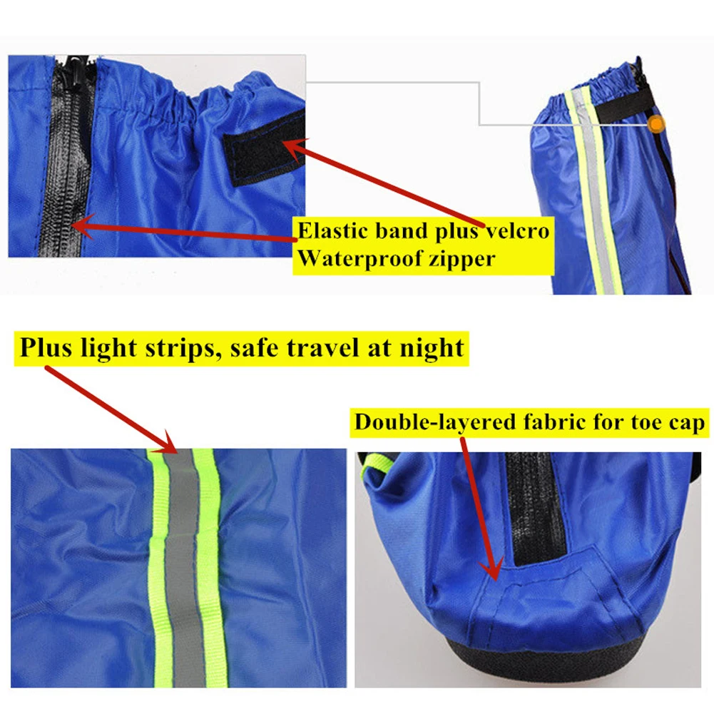 

Men Women Motorcycle Outdoor Long Reflective Tape Waterproof Shoe Cover Reusable Thick Bottom Protectors Oxford Cloth Non Slip