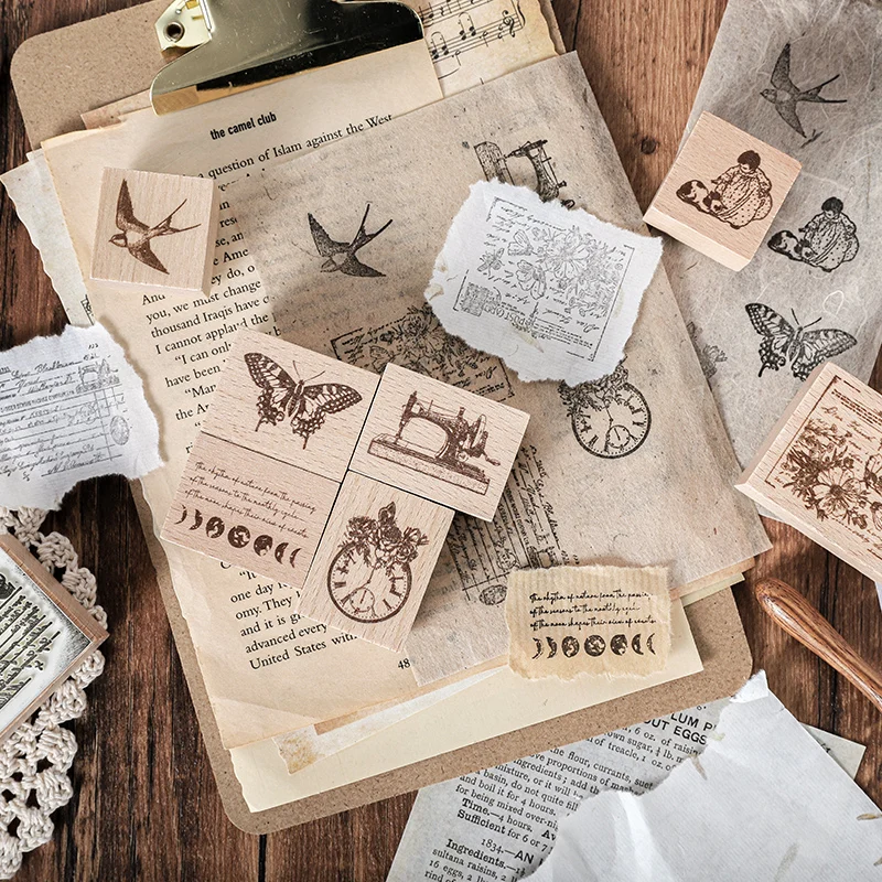 Винтажная бабочка Ласточка цветок украшения штамп деревянные и резиновые штампы