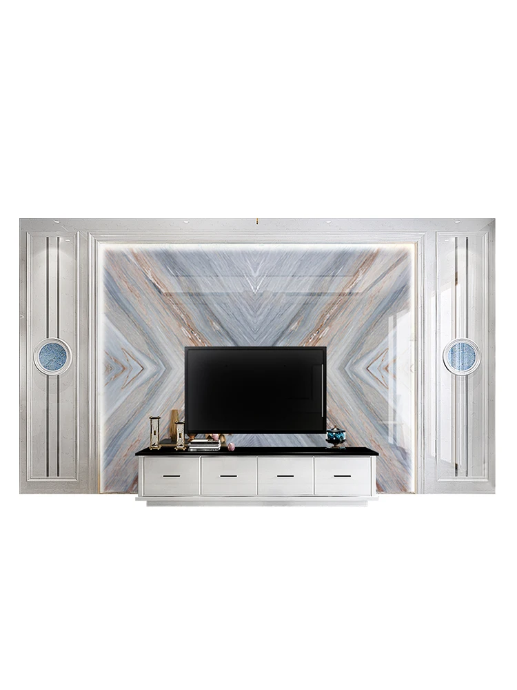 

Modern Minimalist and Magnificent Background Wall Tile Living Room Light Luxury Microlite Video Wall Decoration Marble Shape TZ