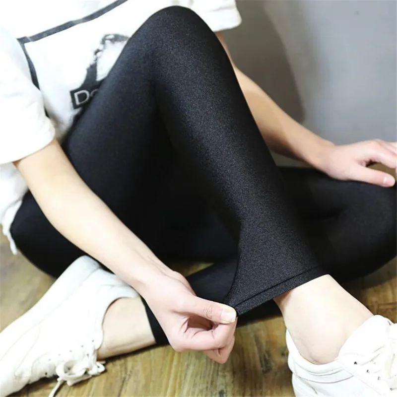 Размера плюс для женщин эластичные леггинсы тонкий флуоресцентный Цвет девочек