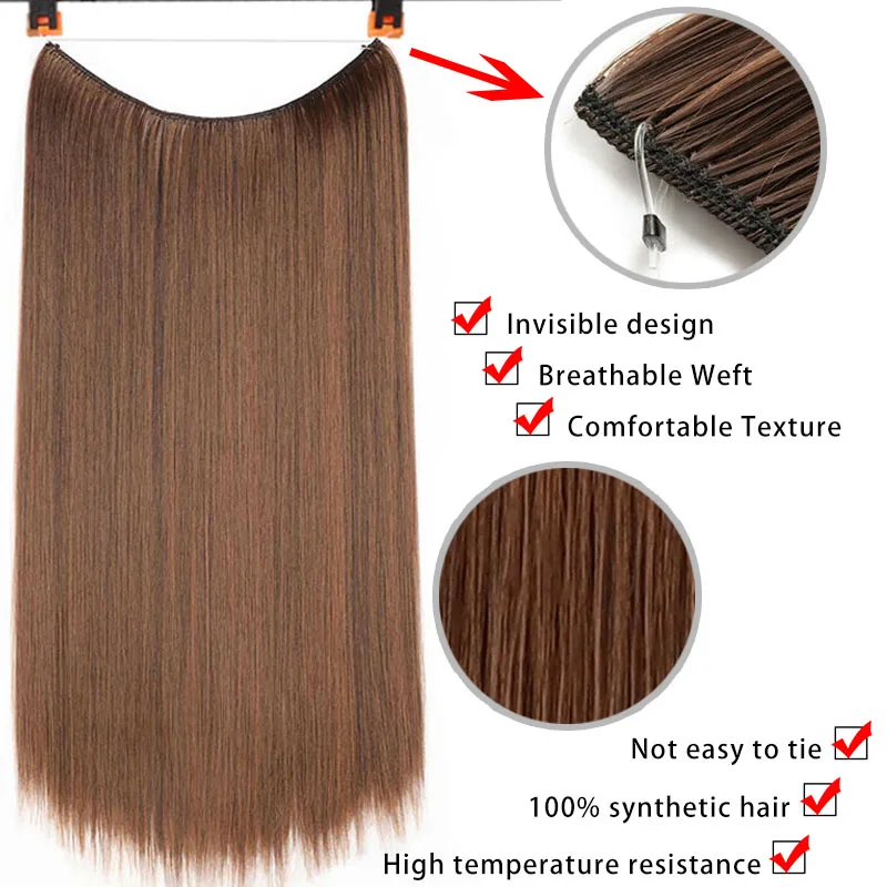 24 &quotженские невидимая проволока для наращивания волос без зажимов Длинные