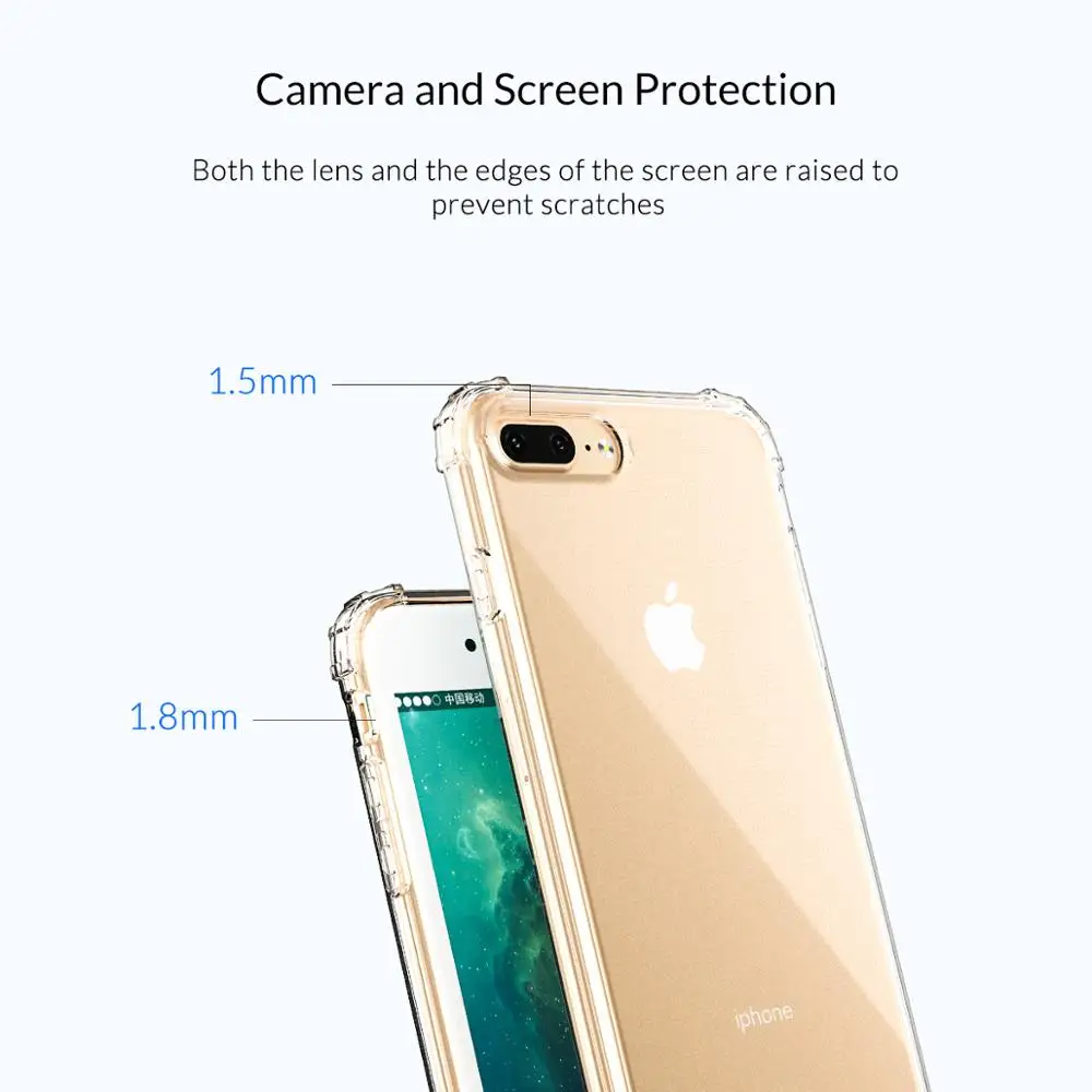 Роскошный прозрачный мягкий ТПУ чехол для телефона ORICO iPhone 7 8 Plus Прозрачная