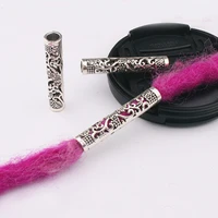 10pcslot silver metal hollow hair braid dread dreadlock beads rings tube cuffs accessories approx 5mm hole