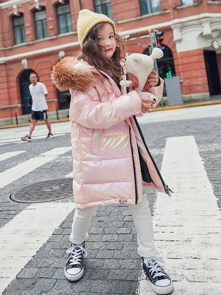 Пуховик на утином пуху HSSCZL для девочек новинка 2019 Брендовое зимнее утепленное