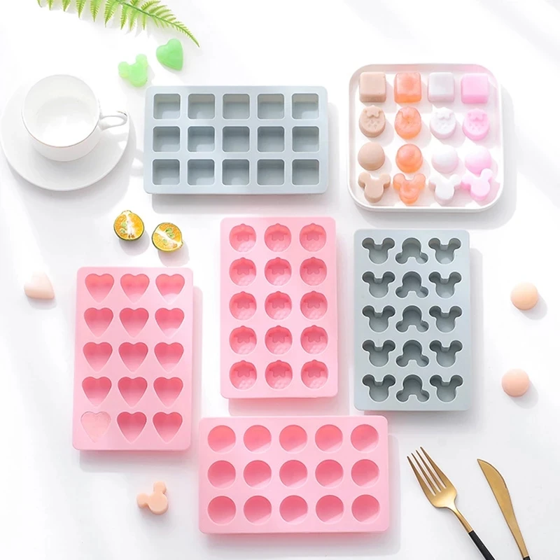 Вафельная Ткань поднос кубика льда 15 кубиков Силиконовые Клубника в форме Микки