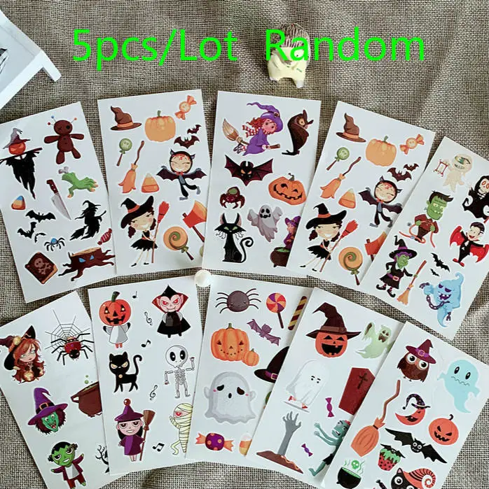 2 pcs/lot Kawaii Halloween Doll Decoration Planner DIY Sticker pasted Notebook Agenda Toy Stickers Scrapbooking Craft Supply - Цвет: 5pcs Random