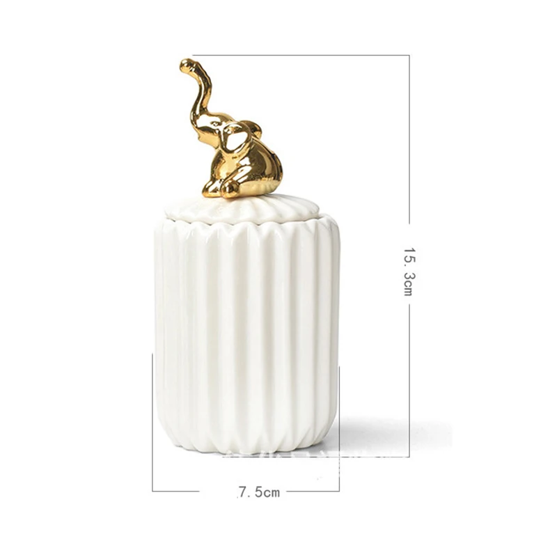 

Ceramic Storage Tank Ornament Jewelry Organizer Dustproof with Lid Animal Cotton Swab Storage Box Jar Home Office Decor Storage